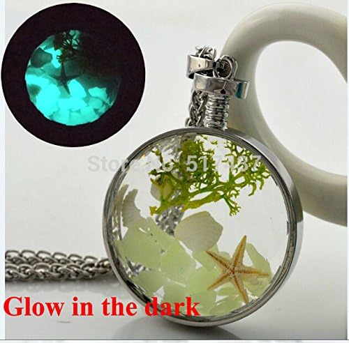 Pretty Lee New Arrivals Glow In The Dark Jewelry Starfish Necklacebeach Starfishshells Seaweed Ocean Necklace Glass Terrarium Necklace