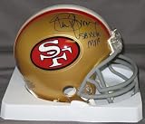 Steve Young San Francisco 49ers NFL Autographed Mini Throwback Football Helmet with SB XXIX MVP Inscription