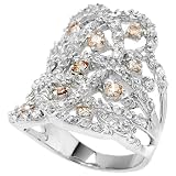 Champagne CZ Sterling Silver Ring Sizes: 5-9