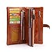 Borgasets Women's Soft Leather Trifold Wallet Zipper Purse
