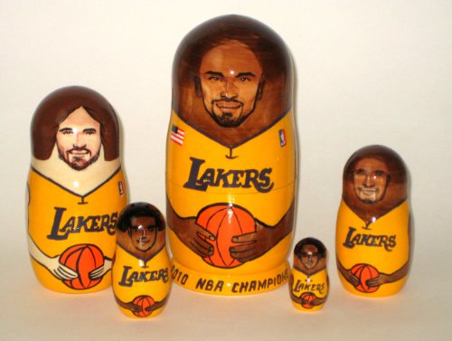 LOS ANGELES LAKERS * NBA Basketball * or Any Team your choice * Russian Nesting doll 5 pcs / 6-7 in * nba.LA.Lakers