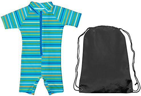 Iplay One-Piece Swimsuit Boys Sun Protection Kids Sunsuit Blue Stripe Sz 18 Mth