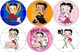 Set of 6 BETTY BOOP Pinback Buttons Pins