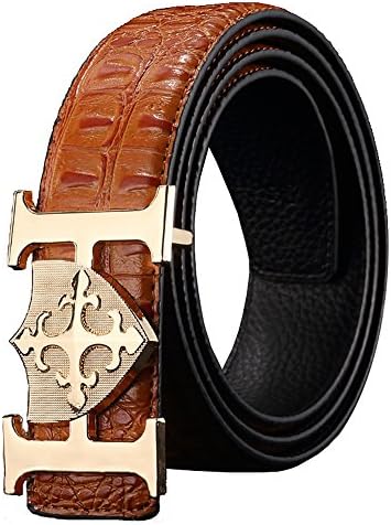 Cyluni Men's Fashion Smooth Leather Buckle Belt Strap Waistband 36mm Wide (39, Brown)