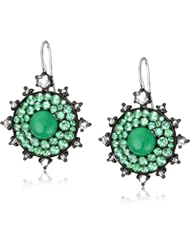 Nam Cho "Bulls Eye" Neon Green Emerald Earrings in 18k