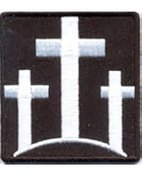 THREE CROSSES Christian Embroidered Motorcycle SEW ON - IRON ON Biker Vest Patch