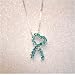 Ovarian Cancer Awareness Teal Ribbon Crystal Heart Necklace