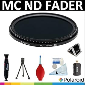 Polaroid Optics HD Multi-Coated Variable Range (ND3, ND6, ND9, ND16, ND32, ND400) Neutral Density (ND) Fader Filter + Cleaning & Accessory Kit For The Canon Digital EOS Rebel T4i (650D), T3 (1100D), T3i (600D), T1i (500D), T2i (550D), XSI (450D), XS (1000D), XTI (400D), XT (350D), 1D C, 60D, 60Da, 5