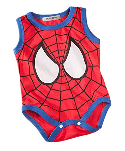 StylesILove Super Hero Print Baby Boy Jumpsuit (12-18 Months, Red Spiderman)
