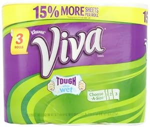 Viva Paper Towels, White, Big Roll, Choose-A-Size, White (3 Rolls)