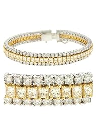 14K Two Tone Gold 13.79cttw Round Diamond Bracelet