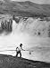 Man Fishing For Salmon in the Columbia River Photographic Poster Print by Peter Stackpole, 12x16