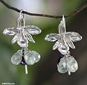 Amethyst and quartz earrings, 'Wild Orchid' 0.8" W 1.2" L