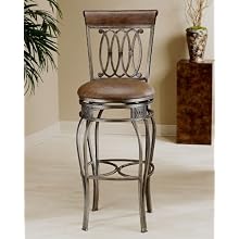 Hillsdale Montello 32-Inch Swivel Bar Stool, Old Steel Finish with Faux Brown Leather