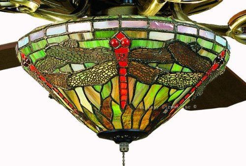 Tiffany Street 25027 Sunset Dragonfly Stained Glass Ceiling Fan