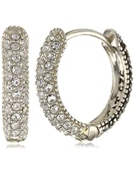 Judith Jack Sterling Silver Marcasite and Crystal Pave Hoop Earrings