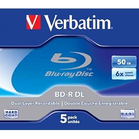 Verbatim - 43748 - BD-R Dual Layer - 6x - 50 Go - Couche protectrice Hard Coat - Pack Jewel Case - Blanc/Bleu