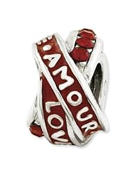 Sterling Silver Reflections Love/Amour Red Swarovski Elements Bead