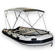 Aluminum Bimini Top for 16 to 18ft Inflatable Boat, 4 Bow Design with Gray Canopy