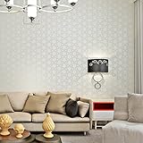 (ハンメロ)Hanmero壁紙 幾何学模様 はがせる 不織紙 のりなし リビング部屋diyリフォーム用 68.5cmx8.23m 箔押しホワイト&銀箔 QZ0474