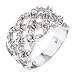 Crisscross CZ Diamond Silver Bridal Ring