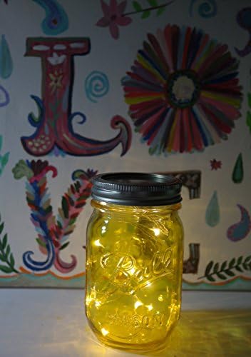 Fairy Lights Led Ball Mason Pint 16 Ounce Jar Regular Mouth Firefly (Yellow)