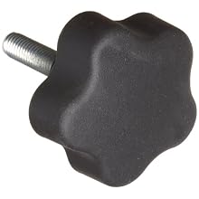DimcoGray Black Thermoplastic 5 Lobe Fluted Soft Feel Knob Female, Brass Insert: 3/8-16" Thread x 1-1/2" Depth, 2-3/8" Diameter x 1-5/8" Height x 3/4" Hub Dia x 11/16" Hub Length (Pack of 5)