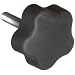 DimcoGray Black Thermoplastic 5 Lobe Fluted Soft Feel Knob Female, Brass Insert: 3/8-16" Thread x 1-1/2" Depth, 2-3/8" Diameter x 1-5/8" Height x 3/4" Hub Dia x 11/16" Hub Length (Pack of 5)