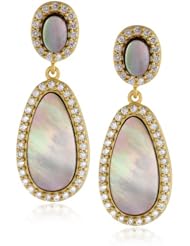 Freida Rothman Belargo Jewelry Grey Mother-Of-Pearl Double Drop Earrings
