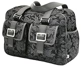 OiOi Black Floral Diaper Carry All (Black Floral Jacquard Eyelet)