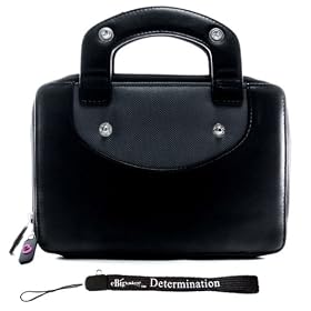 Executive Faux Black Leahter with Handle Carrying POUCH CASE Cover Sleeve For Kindle DX Wireless Reading Device + Includes a Determination Hand Strap