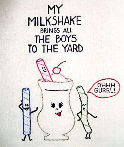 My Milkshake Hand-Embroidered Tea Towel