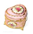 Jewelry Box, Heart Shape Victorian Floral Musical Box, Pastel Pink