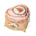 Jewelry Box, Heart Shape Victorian Floral Musical Box, Pastel Pink