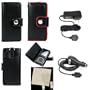 PCMICROSTORE Brand 3N1 Combo Kit for Microsoft Zune 4gb 8gb Premium Leather Wallet Case - Bundle with LCD Screen Shield Protector - 12v Rapid Premium Car Charger - Home Travel Wall AC Adapter Charger - 5 Color Choices
