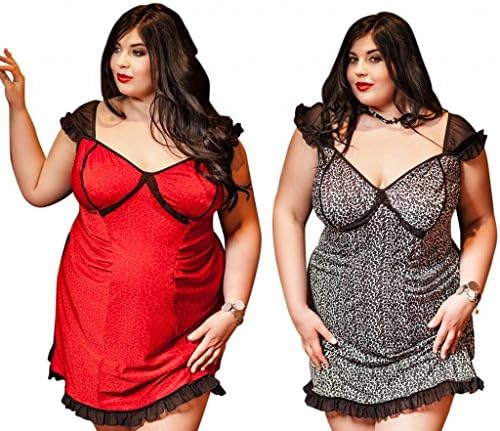 Nine X - Leopard Panel Babydoll Babydoll S-6XL 8-26 "Davina" Plus size Lingerie