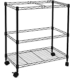 Oceanstar Portable 2-Tier Metal Rolling File Cart, Black