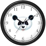 Giant Panda Bear Head (Black Nose) - Bear - JP Animal Wall Clock by WatchBuddy Timepieces (Black Frame)