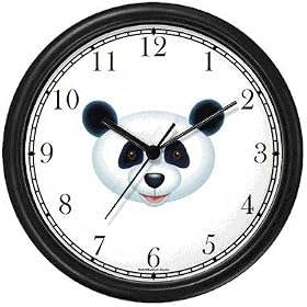 Giant Panda Bear Head (Black Nose) - Bear - JP Animal Wall Clock by WatchBuddy Timepieces (Black Frame)
