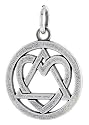 Sterling Silver Heart on Sobriety Symbol "Recovery" Pendant, 13/16" (21mm) tall