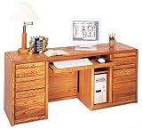 Kathy Ireland Home by Martin Furniture Contemporary Solid Wood Credenza Desk in Oak