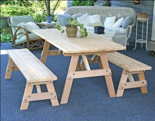 Red Cedar 27" x 6' Picnic Table with (2) 6' Benches
