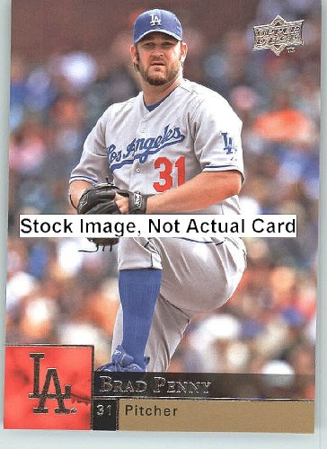 2009 Upper Deck Baseball Card # 203 Brad Penny ( Dodgers ) MLB Trading Card in a Protrective Screw Down Display Case