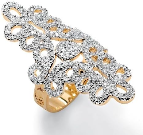 Royal Palm Jewelry 496767 1.70 TCW Round 14k Yellow Gold Plated Cubic Zirconia Swirl Ring - Size 7