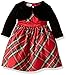 Blueberi Boulevard Baby Girls' Plaid Velvet Dress, Red, 6/9 Months