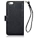 iPhone 6S Plus Case, Terrapin [Black] [Lily Floral Interior] Textured PU Leather Wallet Case with Card Slots Cash Compartment and Detachable Wrist Strap for iPhone 6 Plus / 6S Plus - Black