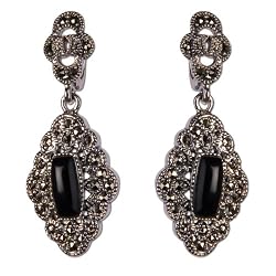 Onyx Drop-earrings Sterling Silver Jewelry 1.5 Inches