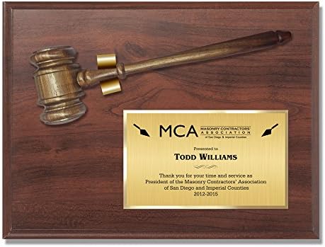 Gavel Plaque Judge Court Attorney Law Lawyer Gift Cherry Award - 10 1/2" x 13"