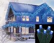 Set of 70 LED Blue Wide Angle Icicle Christmas Lights - Green Wire