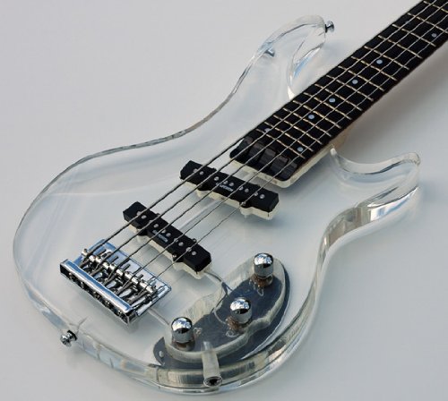 NEW \'09 SEE THRU 5 STRING ACRYLIC ELECTRIC BASS GUITAR